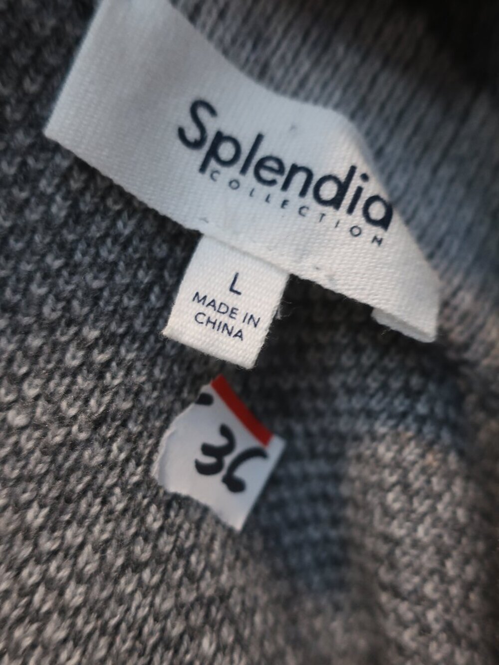 Womens Splendid Grey Charcoal (Item- 36) Camo Wool Cashmere Blend Cardigan L - Picture 9 of 11